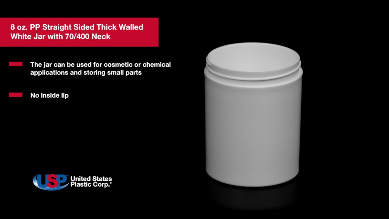 8 oz. PP Straight Sided Thick Walled White Jar with 70/400 Neck | U.S. PLASTIC CORPORATION&reg;