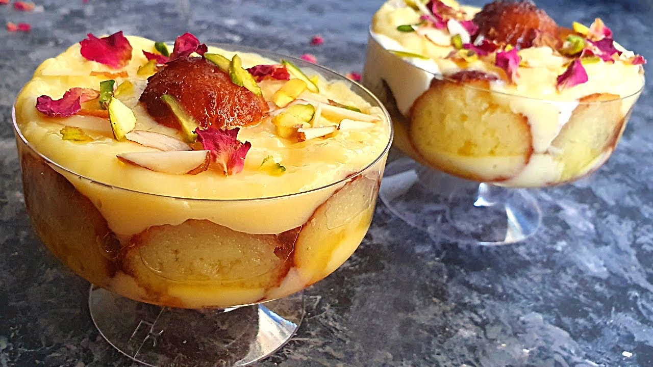 Quick Gulab Jamun Trifle Dessert Recipe | Easy Layered Dessert NO BAKE & EGGLESS | simple dessert 😊