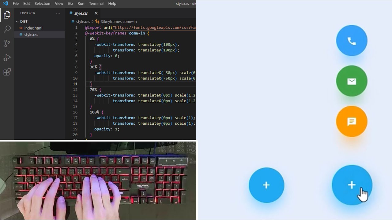 ASMR Programming - Floating Button using Html CSS - No Talking