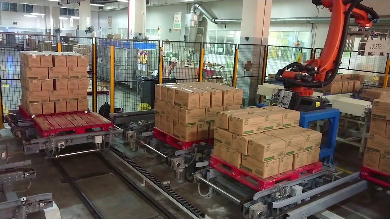 Vuletech - Palletizer 4 IN, 4 OUT - Kuka Robot KR180PA R3200