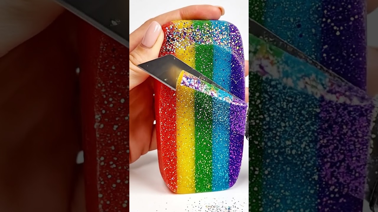 So Relaxing Glitter Soap Cutting ✨  ASMR Shorts