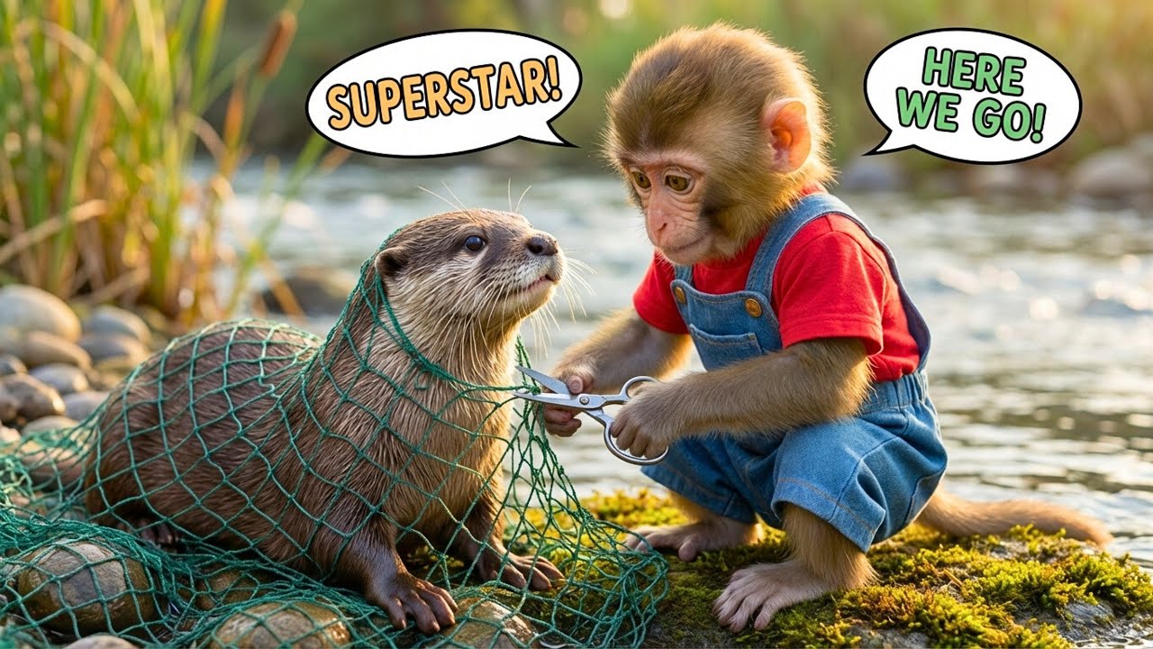 UNBELIEVABLE RESCUE! 🦦 Monkey Motor Saves Otter During Chaotic Harvest! 🍎😱