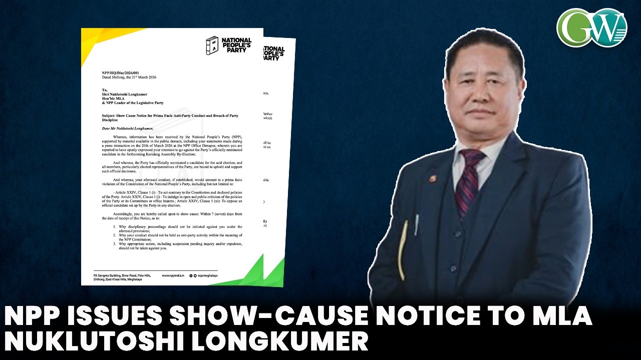 NPP ISSUES SHOW-CAUSE NOTICE TO MLA NUKLUTOSHI LKR; GIVES 7 DAYS FOR EXPLANATION
