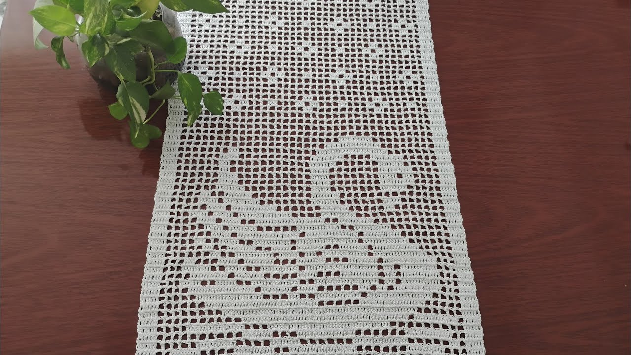 CAMINHO MESA DE CROCHÊ FILÉ CISNE BRANCO\ PARTE 1 #passoapasso # trilhomesa #crochet