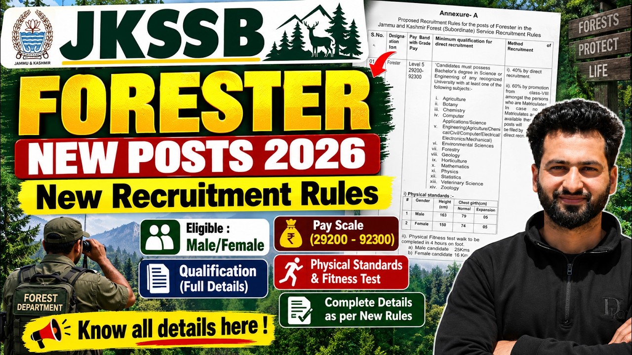 JKSSB Forester New Posts 🔥 - New Recruitment Rules Out | J&K Forest Department Jobs | Forester Jobs