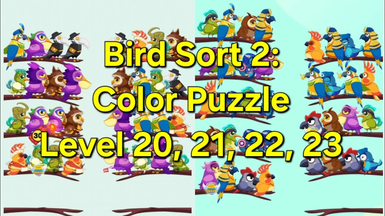 Bird Sort 2: Color Puzzle - Level 20, 21, 22, 23