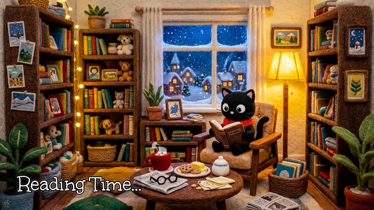 Lo-fi Jazz in the Study Room – Winter Comfort Music for Slow Days | Urban Black Cat Reading