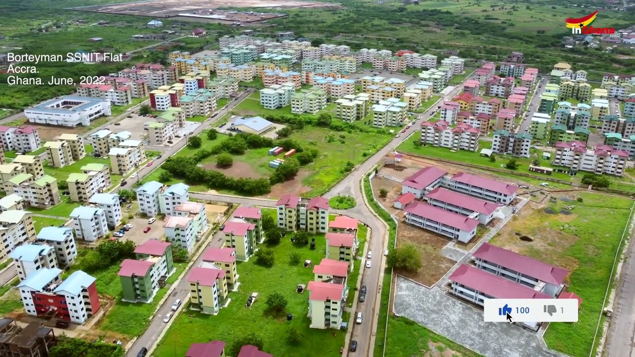 Aerial View of Borteyman SSNIT Flat (Borteyman Affordable Housing) in Ghana - 4K Drone Footage