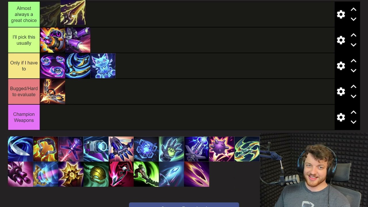 Weapon tier list (PBE) | LoL Swarm