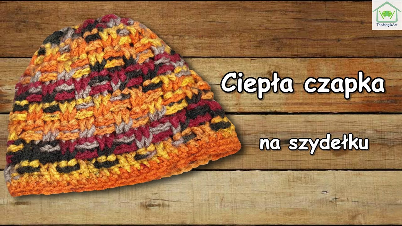 Ciepła czapka na szydełku