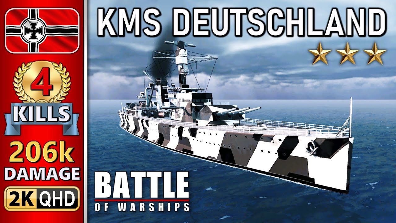 BATTLE OF WARSHIPS ⚓ DEUTSCHLAND : 4 KILLS - 206k DAMAGE 💥
