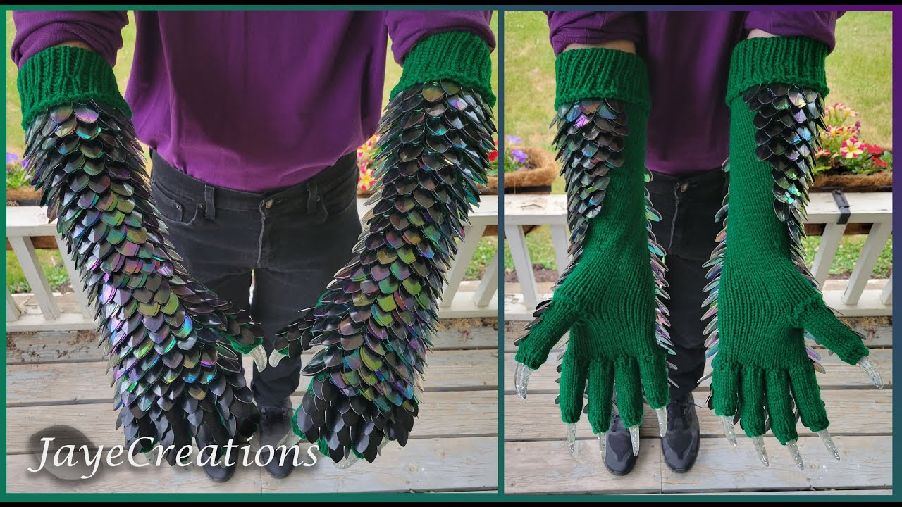 Oil Slick Iridescent Dragon Arms - Knitted Scalemail Gauntlets - ASMR - JayeCreations