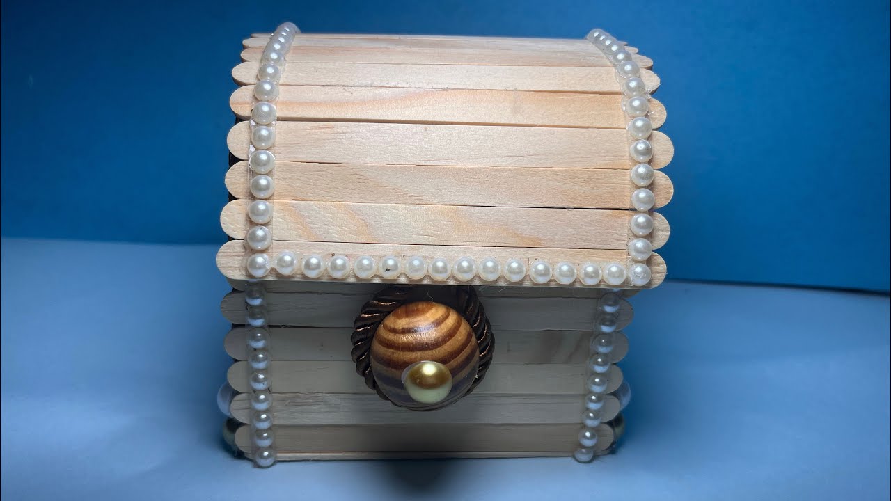 Ideia incrível de porta joias baú feito com palito de picolé #diy