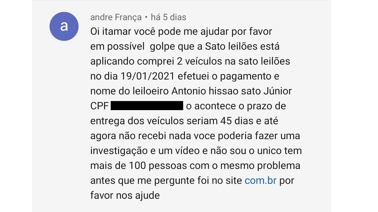 Sato leilões não está entregando os lotes do Detran