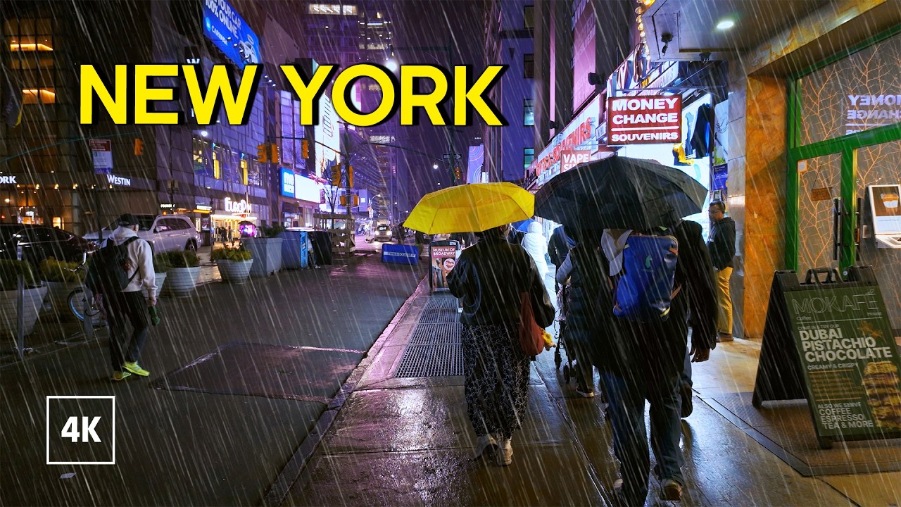 Walking in the Rain ☔️ Light Rain in New York, ASMR Rain Sounds