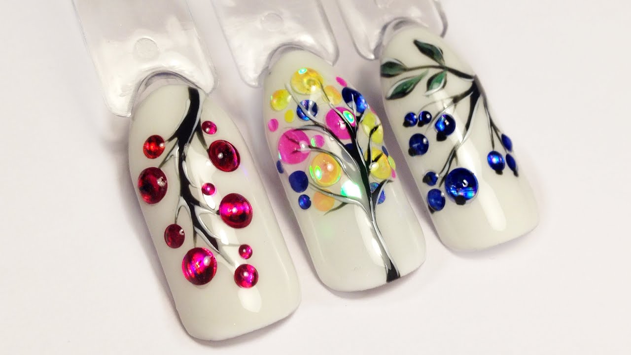 Top 3 Easy Nail Art Tutorials Sequins 3D Design Топ 3 простых дизайна с камифубуки пошагово