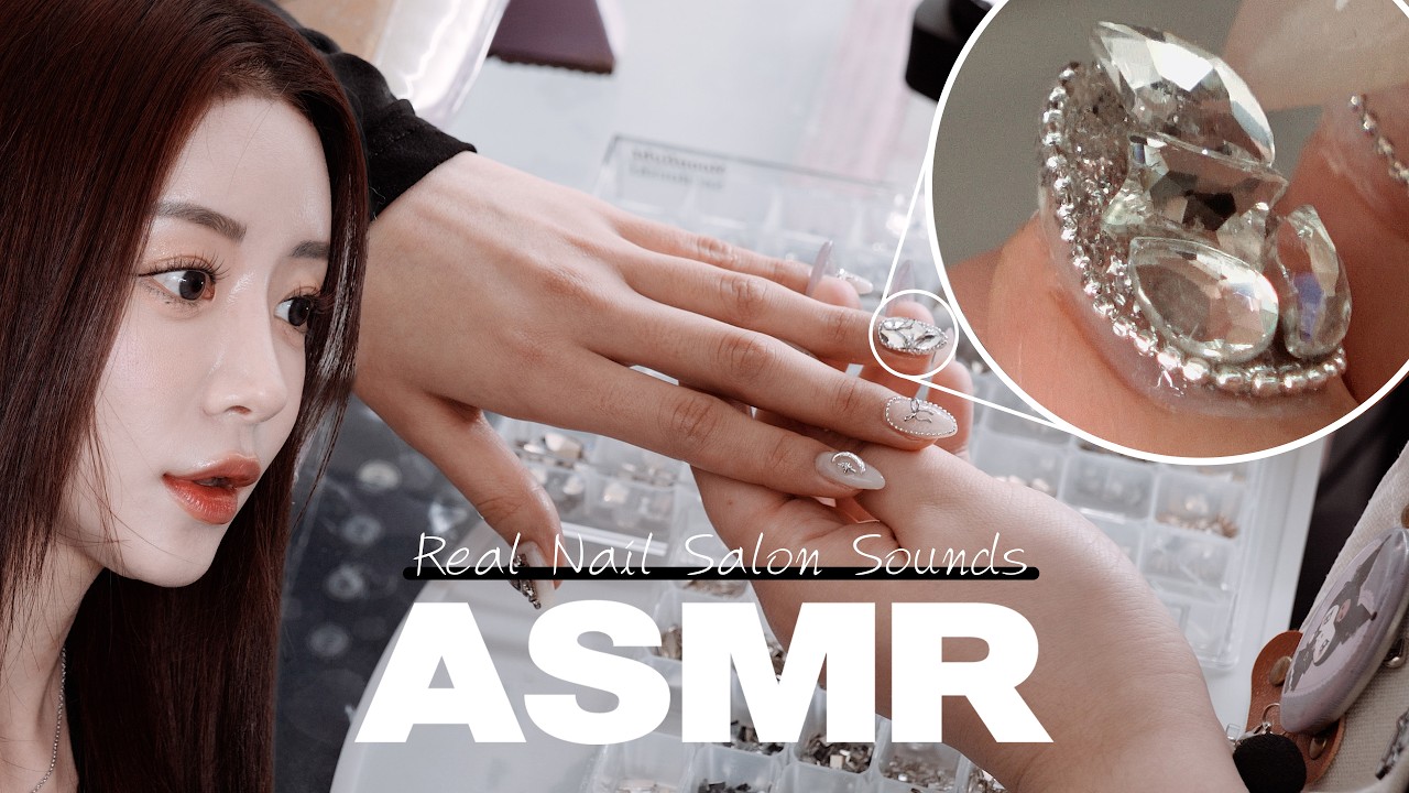 Роскошь✨ ASMR Бело-серебряные ногти с украшениями | Блеск до кончиков пальцев!