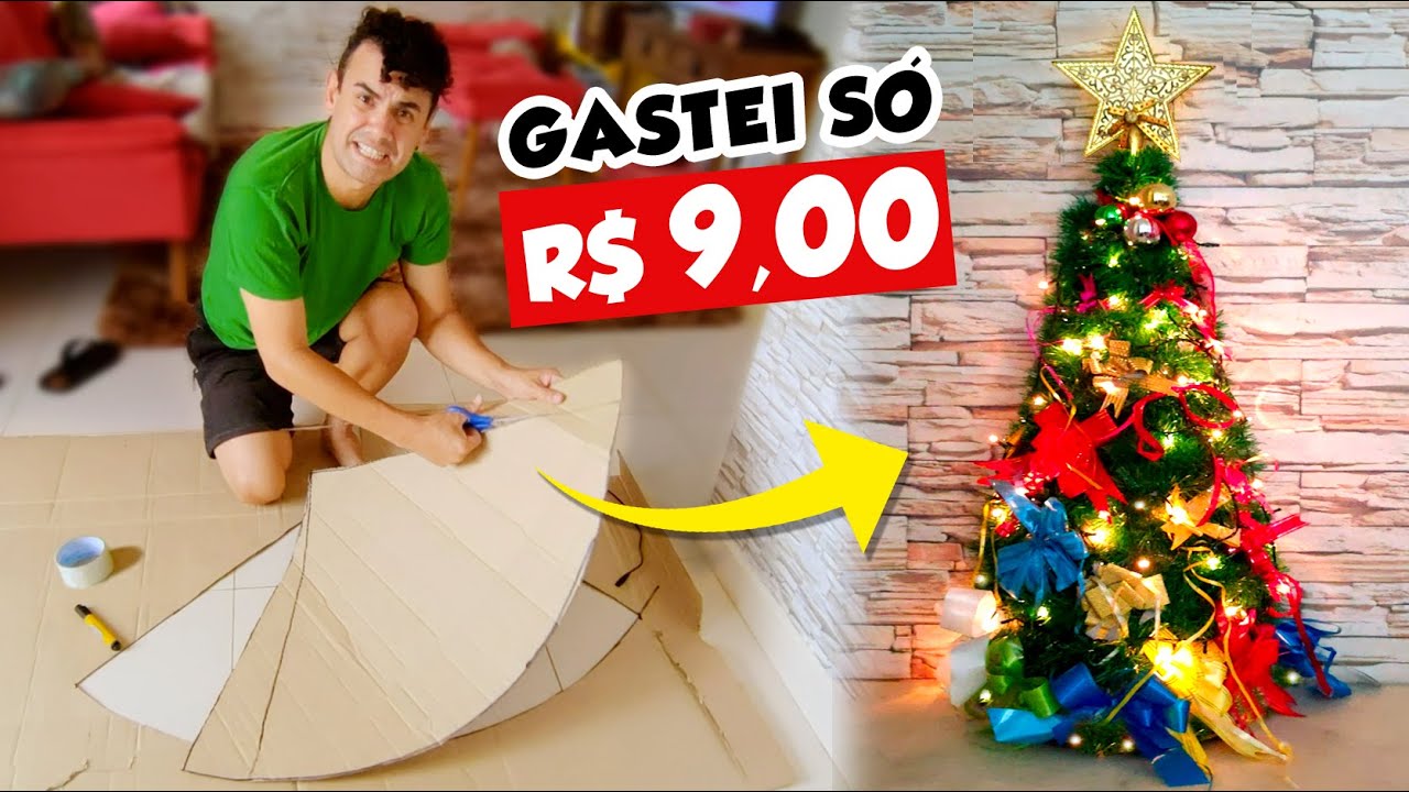 ÁRVORE DE NATAL BARATA, LINDA E FÁCIL (FEITA COM PAPELÃO E LAÇOS)  - Fubá online