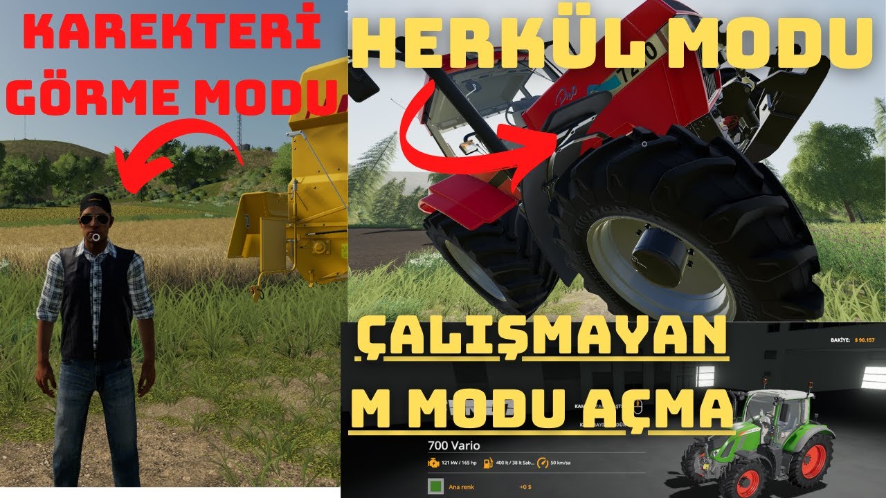 herkül modu///karekteri görme modu_açılmayan modları açma(3rdperson)farming simulator19