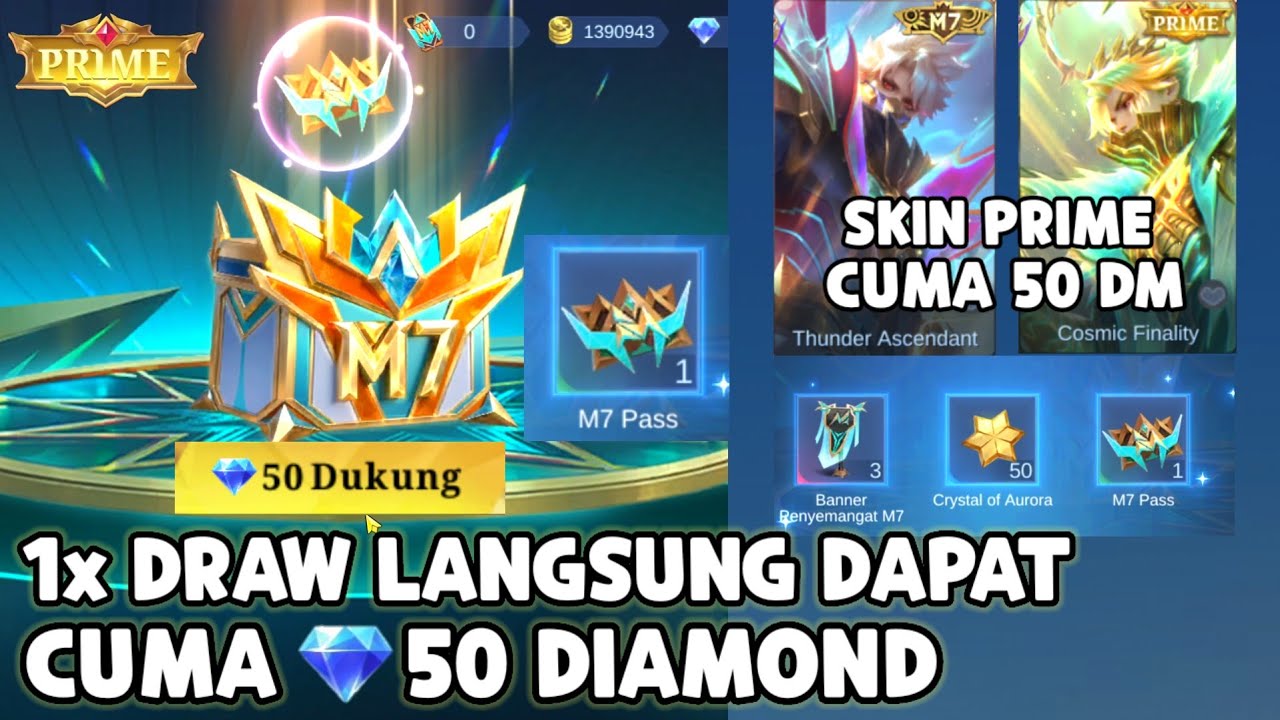 CUMA 1x DRAW LANGSUNG DAPAT M7 PAS ! CUMA 💎50 DM DAPAT SKIN M7 DAN PRIME GRANGER