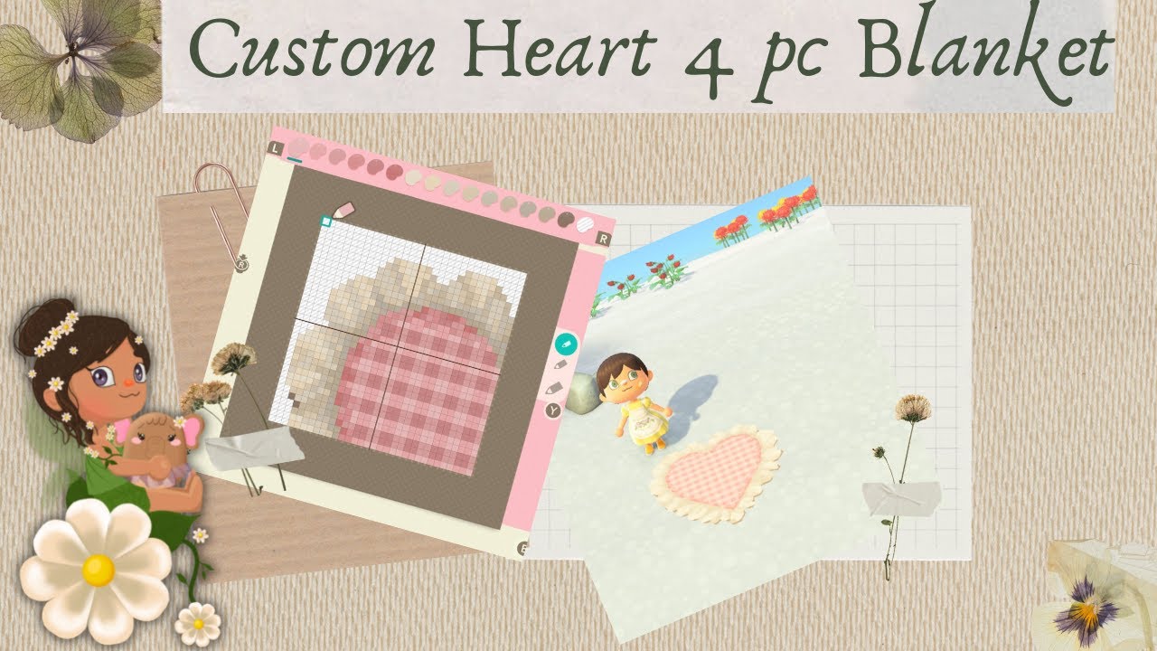 Adorable Ruffled Heart Blanket Custom Code Tutorial ACNH Animal Crossing