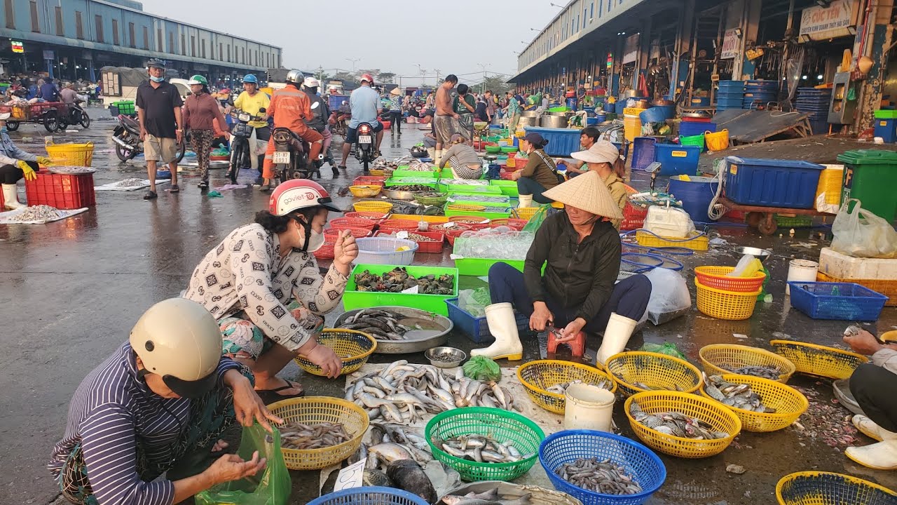 Chợ đầu mối bình điền sáng mùng 7 tết cá rô bí 110k cá cha 35k cá bống cát 100k 