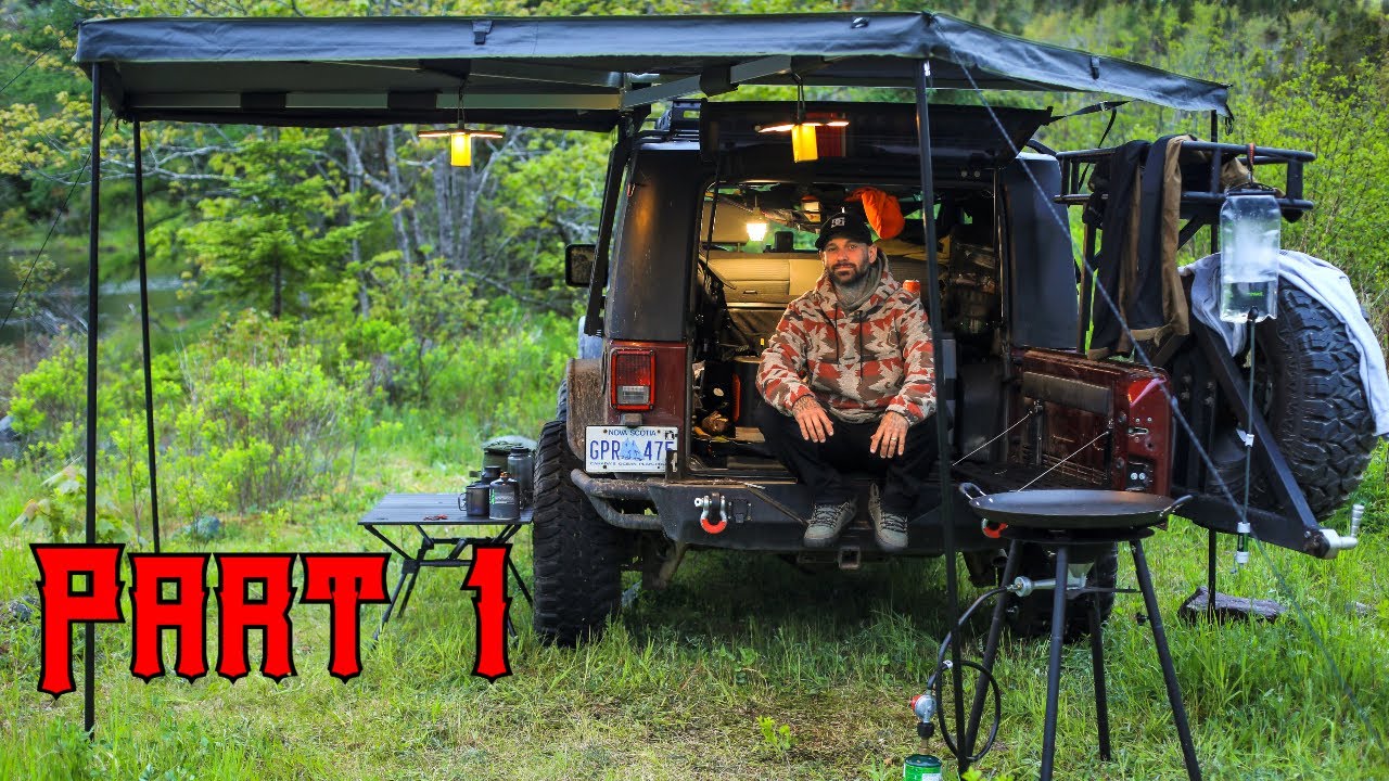 Overland Jeep Camping Near Back Country lake