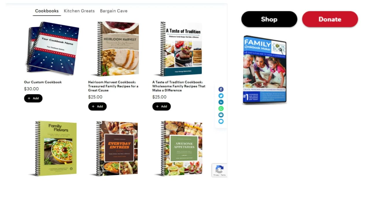 CookbookFundraiser.com Fundraiser Dashboard and setup