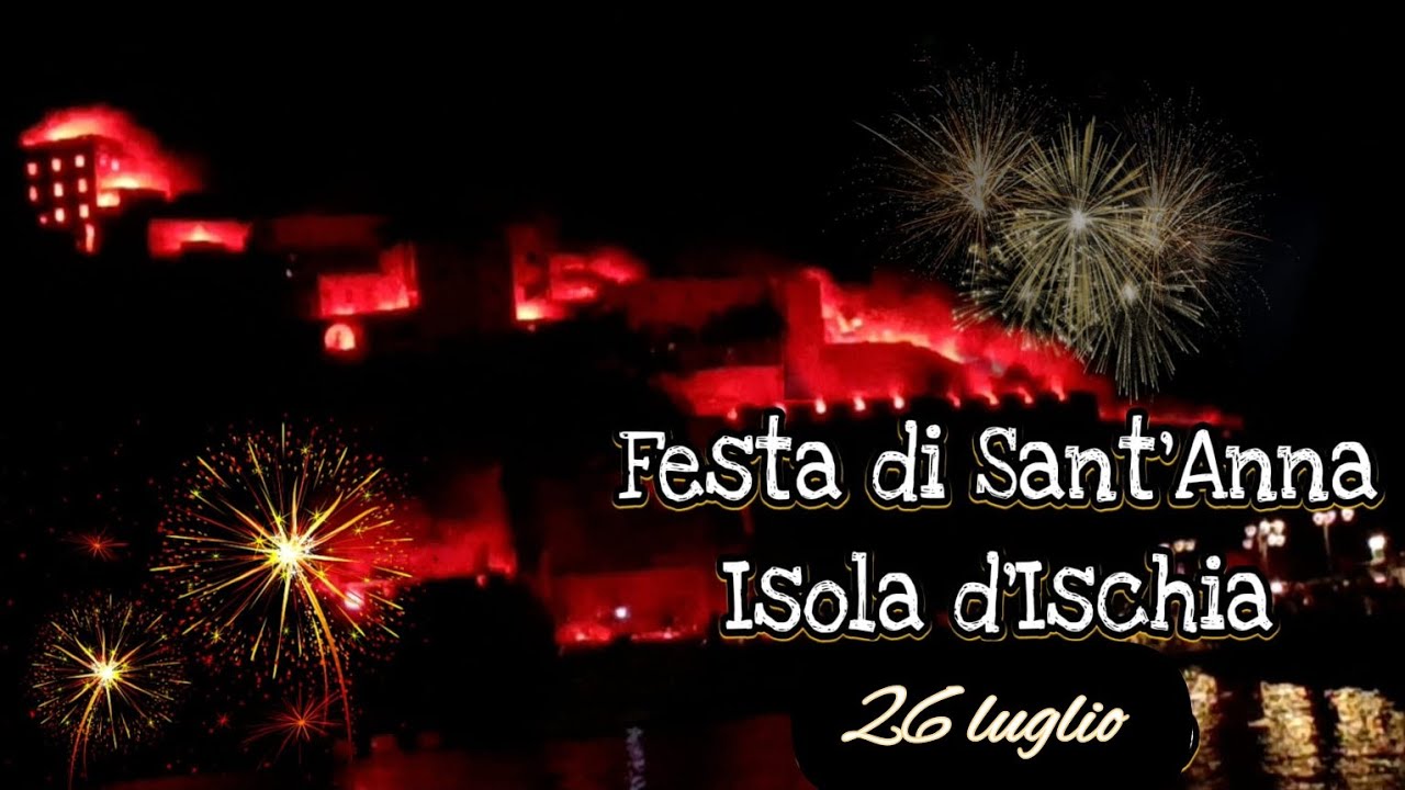 Incendio Castello isola d'Ischia ~ fuochi d'artificio sul mare ~ video relax con musica