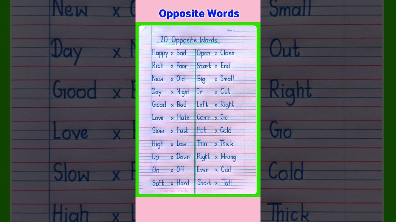 20 Opposite Words | Opposite Words in English | Opposite Words | 20 Opposite Words in English