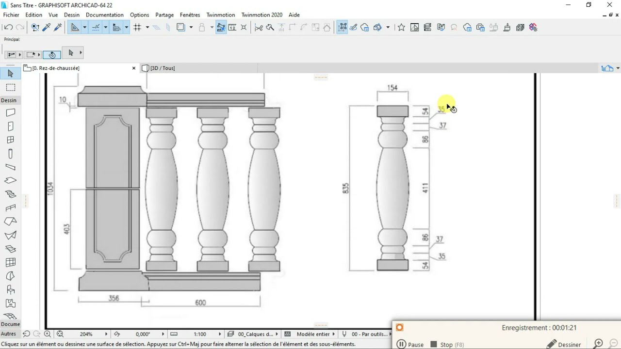 comment dessiner les balustres dans archicad