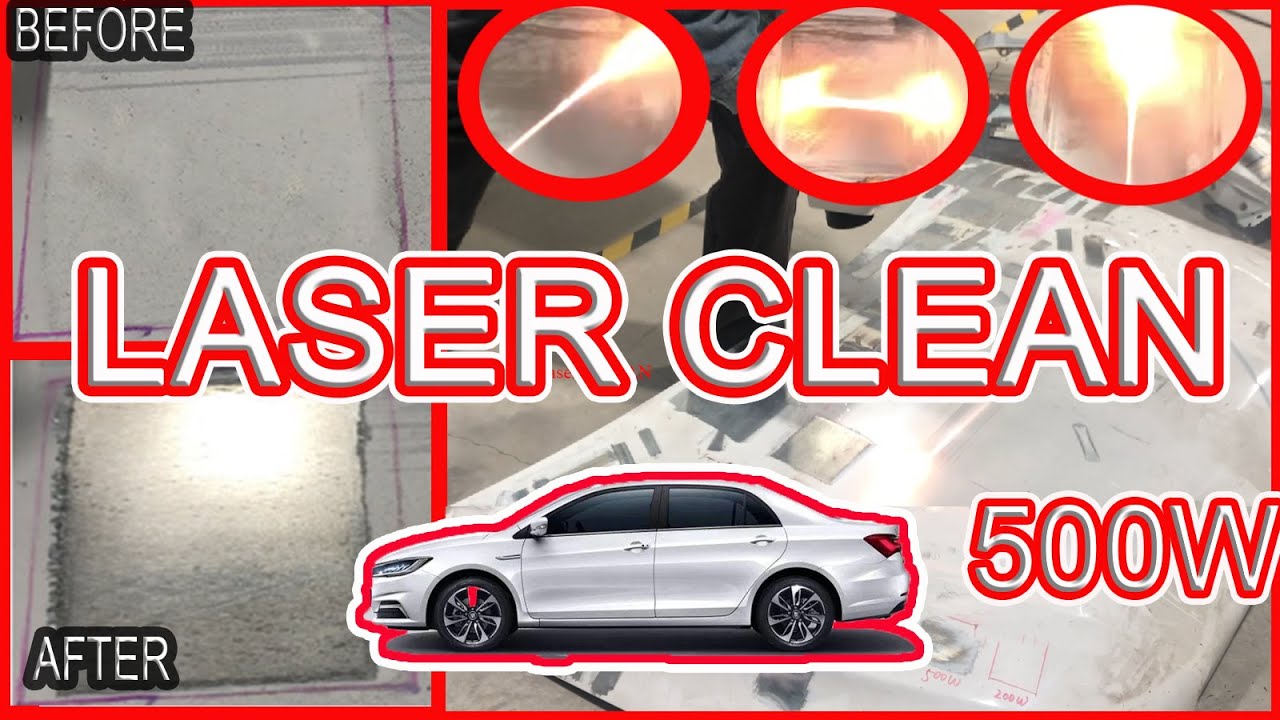 Laser clean automobile car  ， 500w  Pulse remove rust  and paint