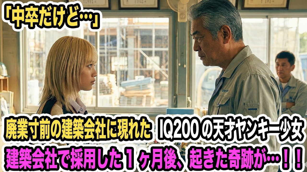 「中卒だけど…」廃業寸前の建築会社に現れたIQ200の天才ヤンキー少女。建築会社で採用した1ヶ月後、起きた奇跡が…！！【感動する話】