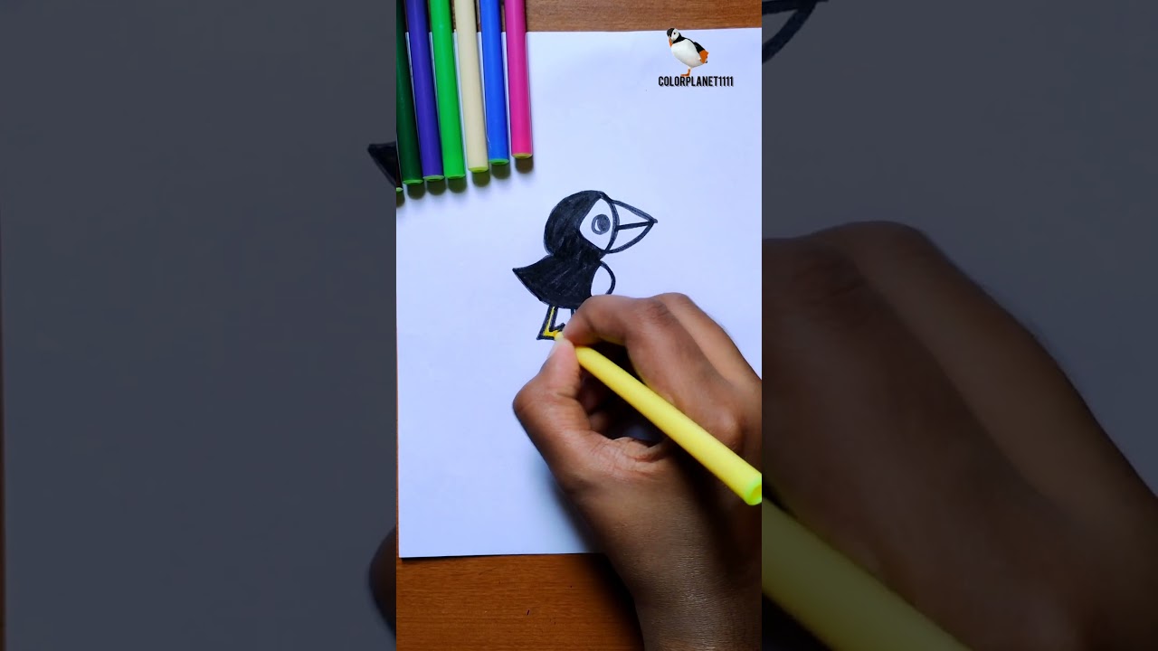 🤩How to draw cute puffin bird easy&hearts;️|#shorts #shortsfeed #howtodraw #cute #easy #coloplanet1111