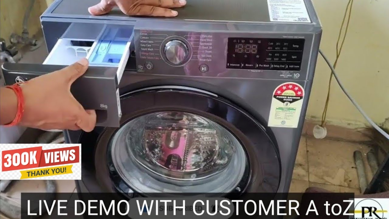 LIVE DEMO WITH CUSTOMER LG front loading automatic washing machine   8KG everything explain in Hindi