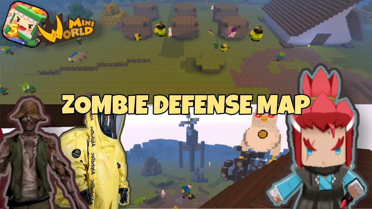 Zombie Defense Map | Mini World Block Art | Map Review & Gameplay