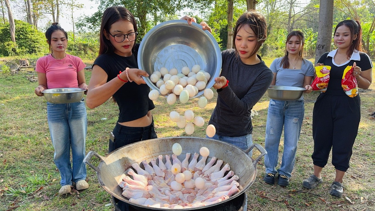 Amazing cooking deep fried chicken with egg recipe