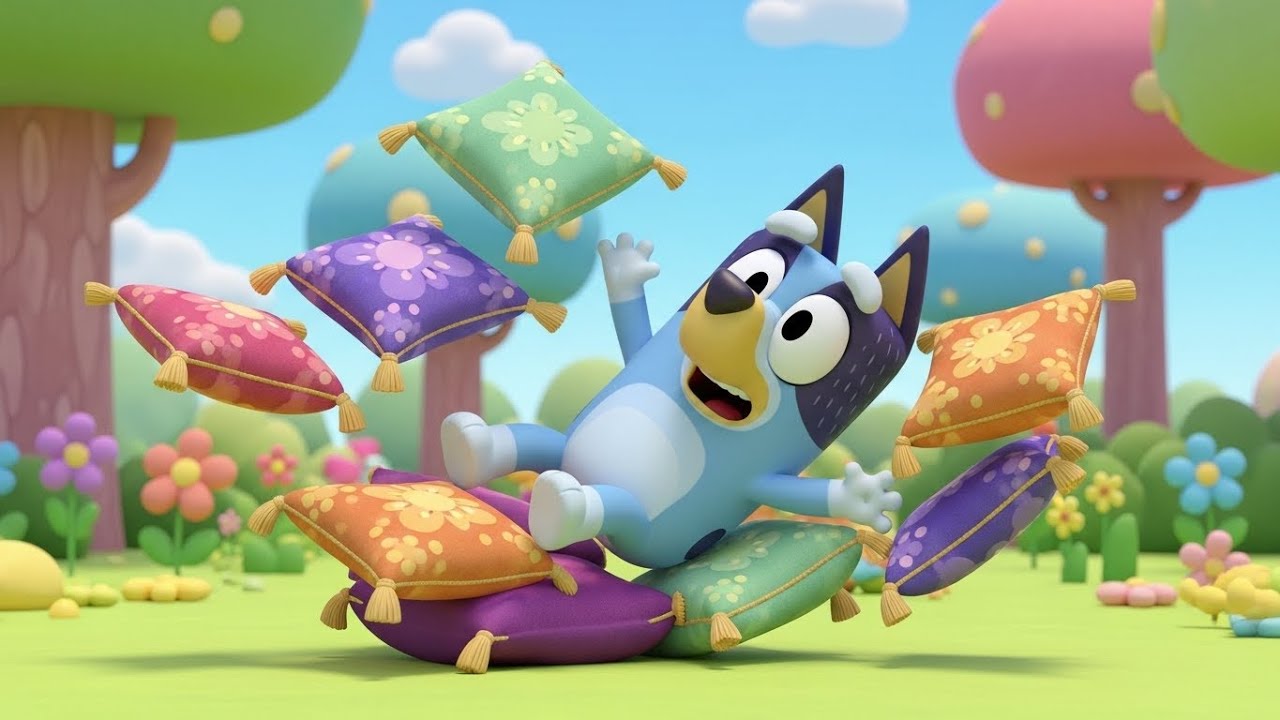Bluey Ficou Presa em Uma Torre de Almofadas | Canções Infantis e Rimas para Crianças