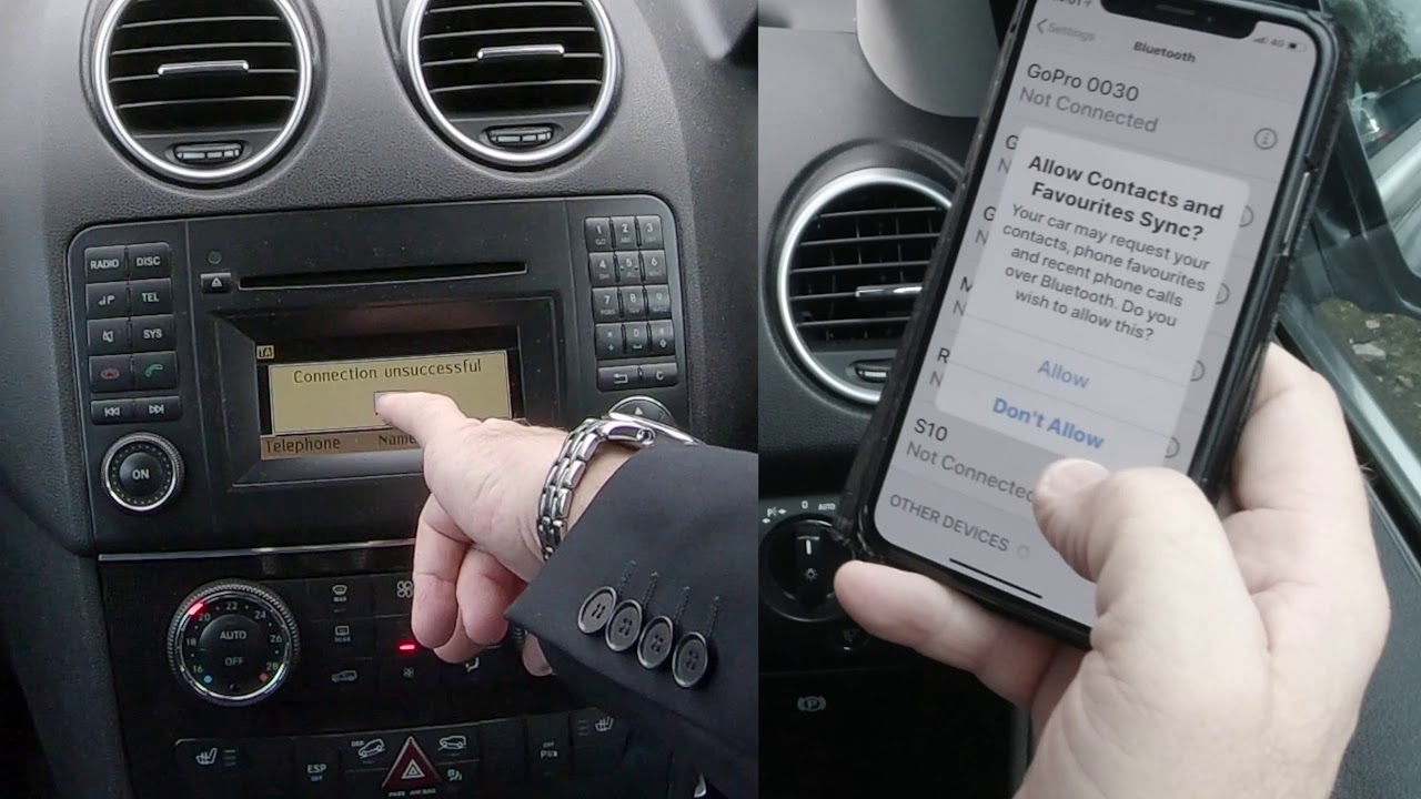 Как подключить мобильный телефон к аудиосистеме Bluetooth в Mercedes Benz M Class 3 0 ML280 2009 ...