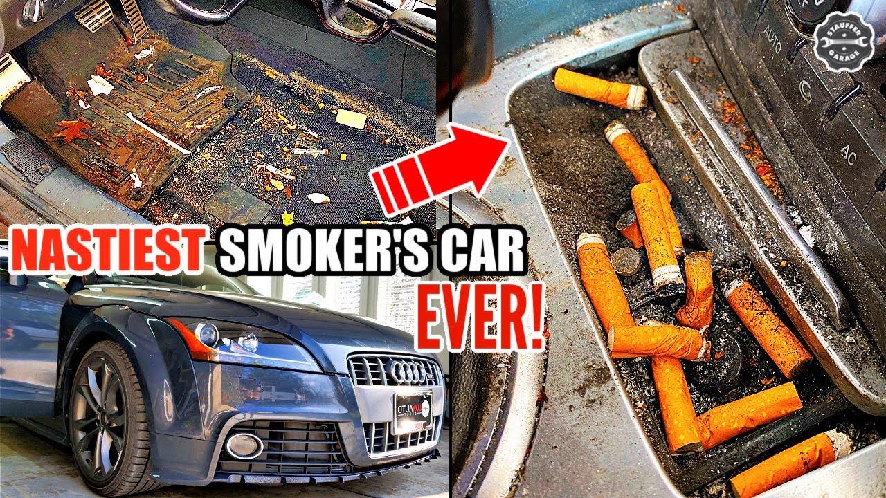 Детализация автомобиля Самый НАСТОЙКИЙ автомобиль курильщика в истории! Audi Deep Cleaning Disaster!