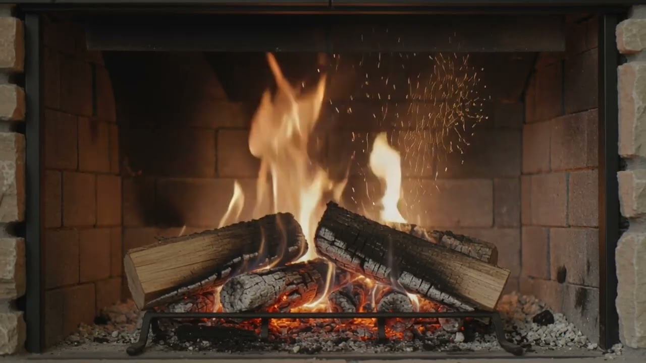 12 Hours Fireplace Soothing Ambience with Wood Crackling Sound ( No Music )