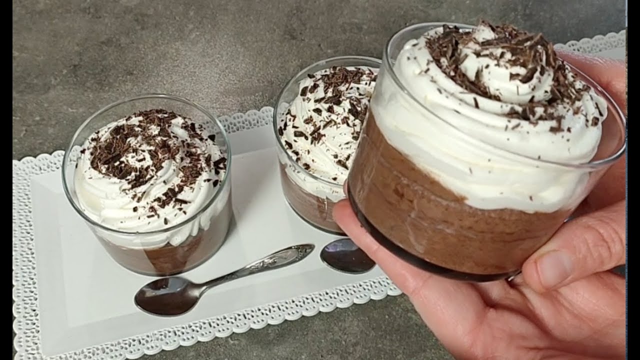 موس الشكولاطة  بالكريمة 🍫🍫🍫 بدون بيض و بمكونين فقط