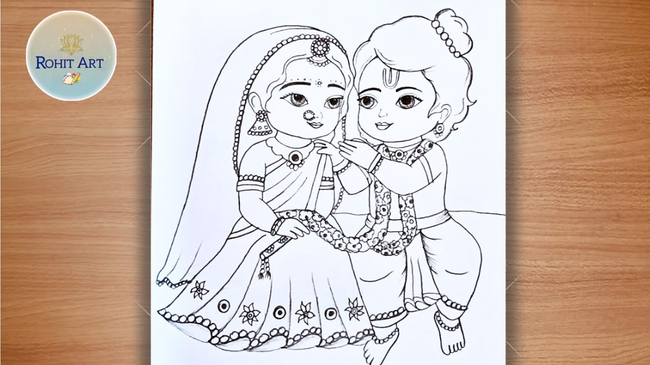 Radha Krishna Pencil Drawing Sketch Tutorial| Radha Krishna Drawing | Gods Drawing| Krishna Drawing