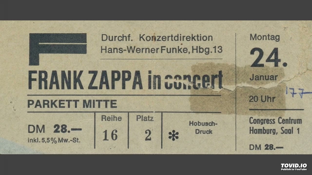 Frank Zappa - Black Napkins, Congress Centrum, Hamburg, Germany, January 24, 1977