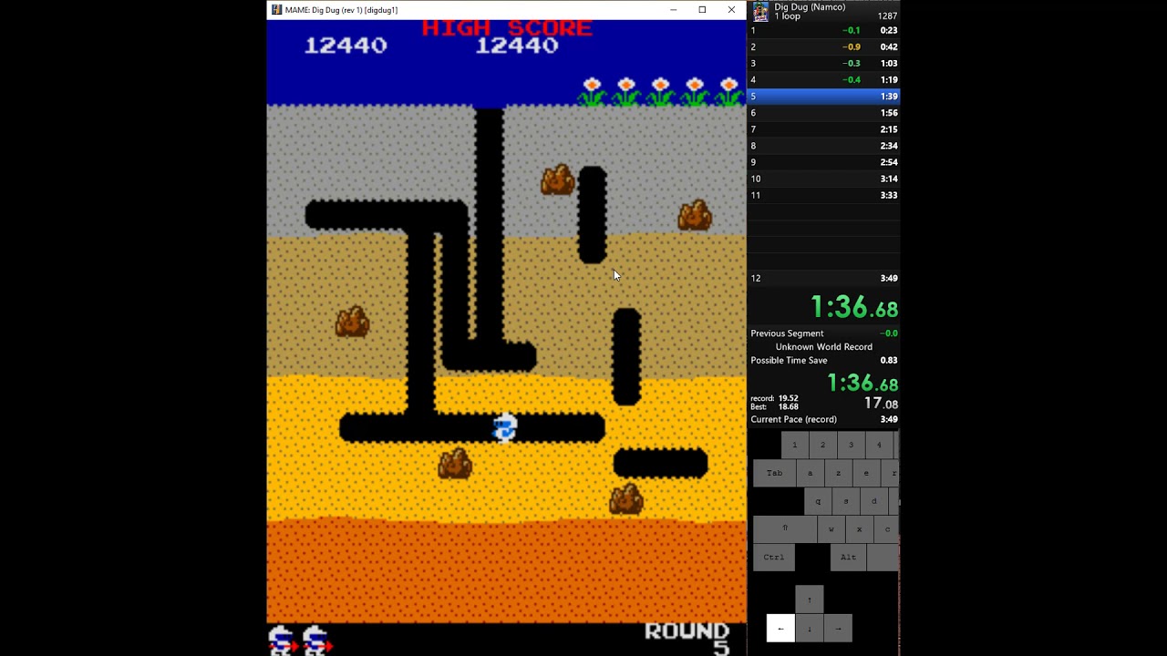 Arcade Speedrun Dig Dug (ディグダグ)  [1982] World Record 3:48.83 (frame by frame)