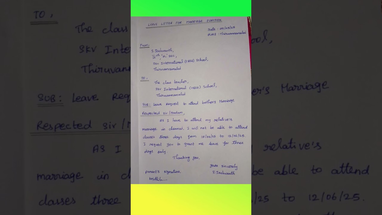 leave letter for marriage function #study  #leaveletter
