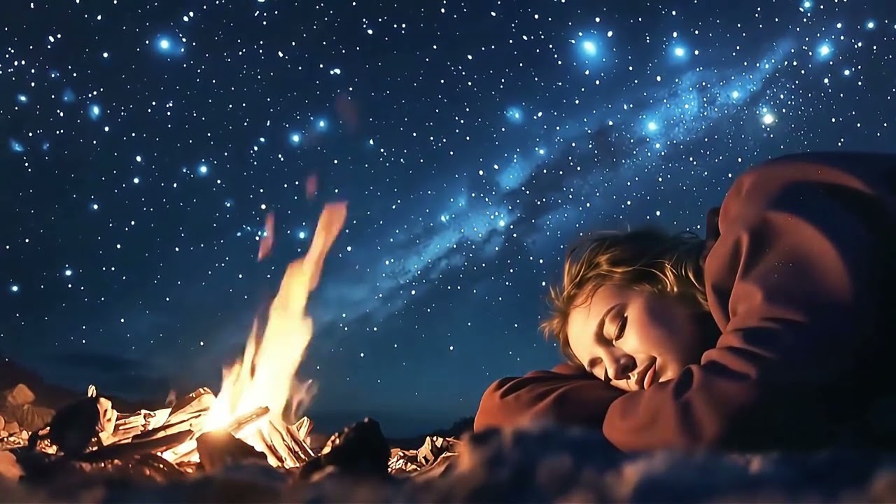 Sleep by the Campfire 🔥 Calm Night Music for Deep Sleep, Relaxation & Stress Relief