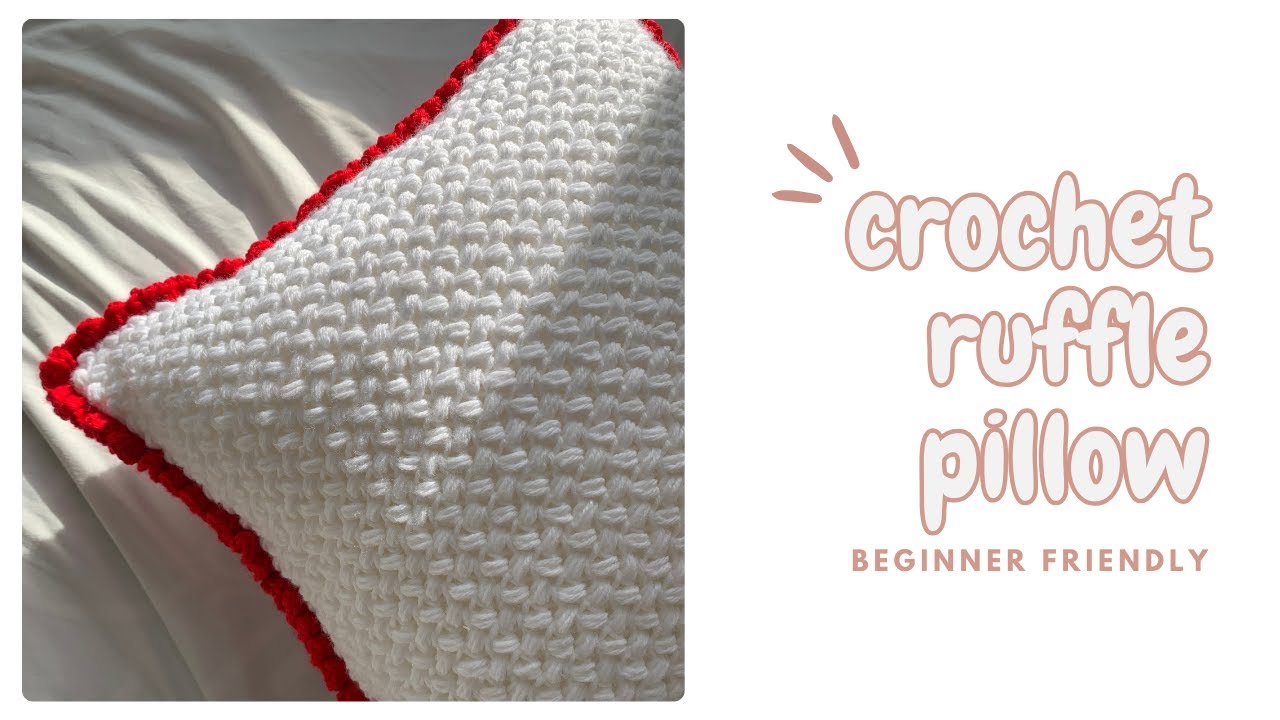 Crochet pillow cover with ruffle edges tutorial / easy crochet cushion cover tutorial for beginners