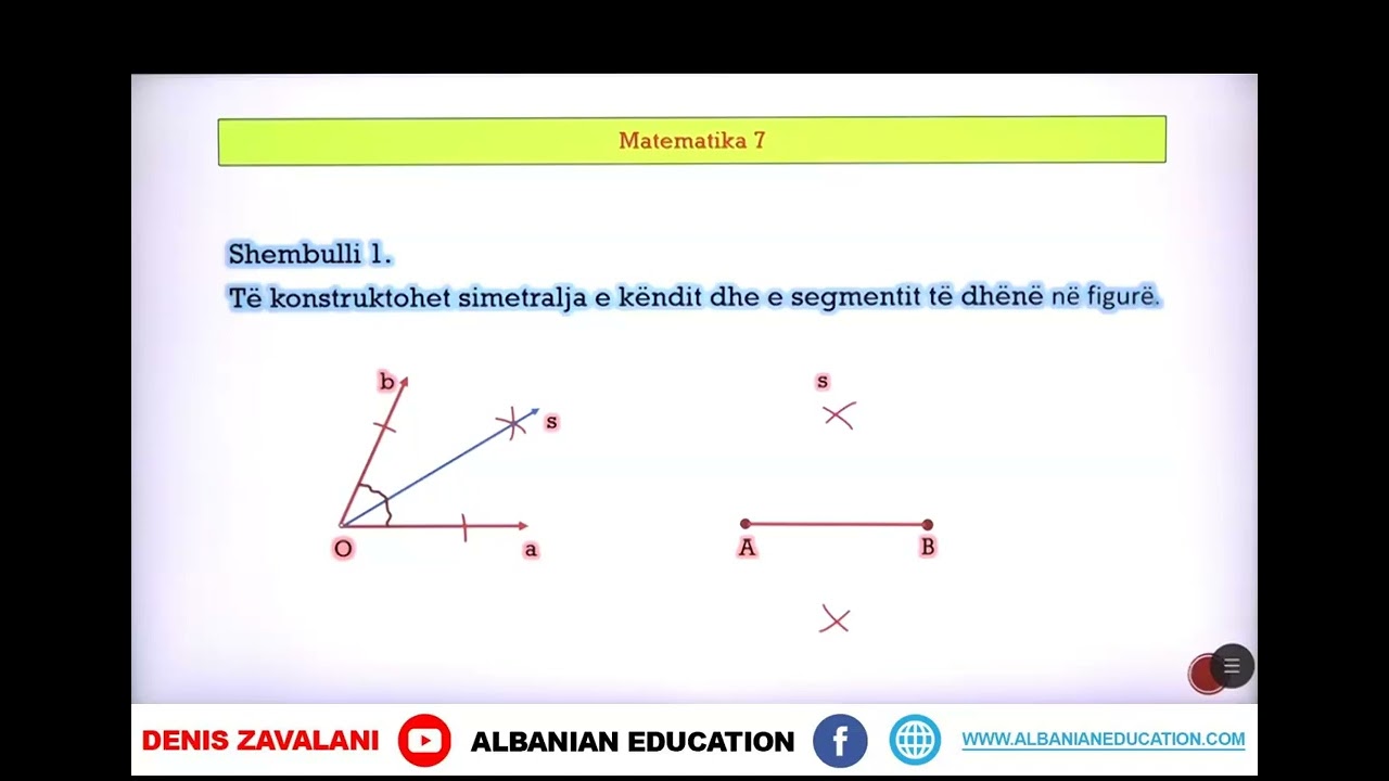 7 02 034 Java e nëntë Matematikë Permisim Konstruktimi i simetrales së këndit dhe segment