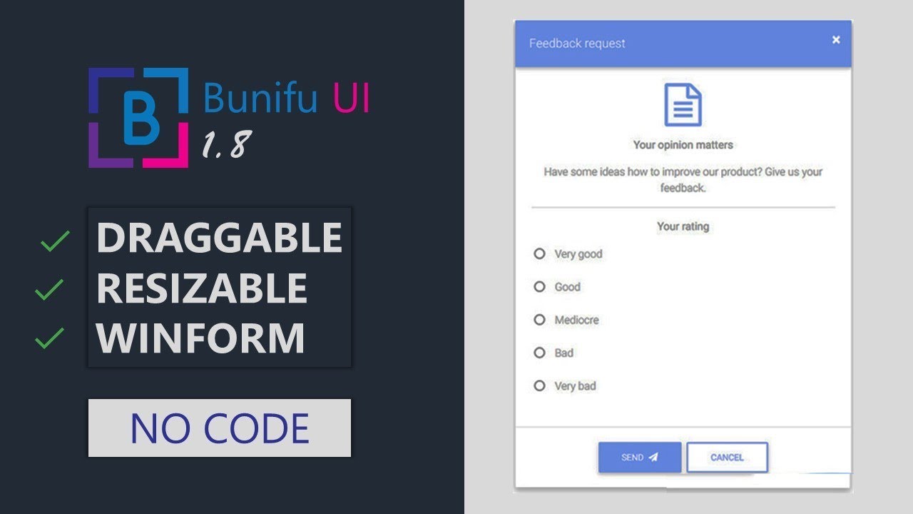 (NO CODING) Modern Borderless Draggable Resizable WINFORMS BUNIFU UI 1.8